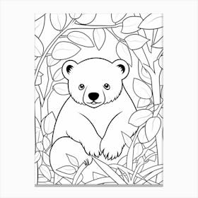 Line Art Jungle Animal Sun Bear 2 Canvas Print