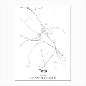 Tata,Hungary Minimalist Map Canvas Print