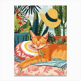 Abyssinian Cat Storybook Illustration 4 Canvas Print