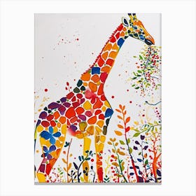 Giraffe Eating Berries Watercolour Inspired 2 Canvas Print