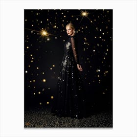 A Cosmic Scene Capturing The Night Sky Aglow With Glittering Stars And A Dusting Of Sparkling Galaxi (1) Canvas Print