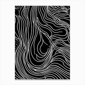 Wavy Sketch In Black And White Line Art 18 Canvas Print