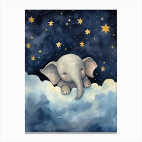 Baby Elephant 1 Sleeping In The Clouds Canvas Print