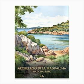 Arcipelago Di La Maddalena National Park Italy Watercolour 4 Canvas Print