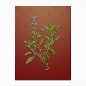Vintage Garden Sage Botanical on Falu Red Pattern n.2204 Canvas Print