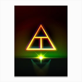 Neon Geometric Glyph in Watermelon Green and Red on Black n.0310 Canvas Print