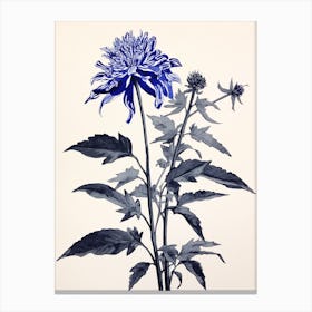 Blue Botanical Bee Balm 2 Canvas Print