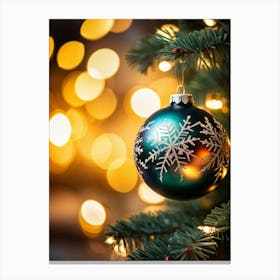 Festive Christmas Tree Bauble Reflecting Vibrant Bokeh Lights Suspended Delicately From A Richly Ad (5) Toile