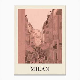 Milan 2 Vintage Pink Italy Poster Canvas Print