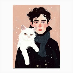 Boy With A Cat 1 Canvas Print