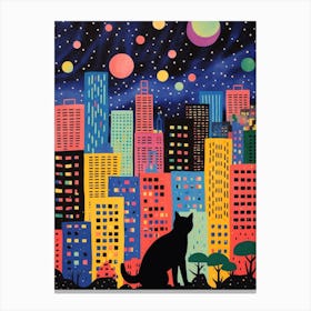 Tokyo, Japan Skyline With A Cat 1 Canvas Print