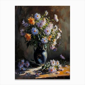 Baroque Floral Still Life Asters 3 Canvas Print