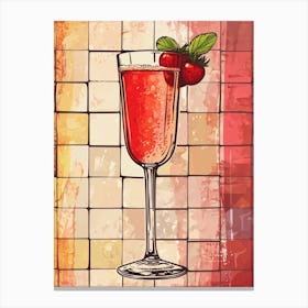 Strawberry Bellini Watercolour Illustration Canvas Print