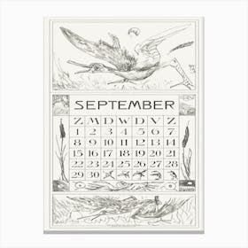 September Calendar Sheet With A Shot Bird (1917), Theo Van Hoytema Canvas Print