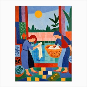 Woman Washing Clothes Canvas Print