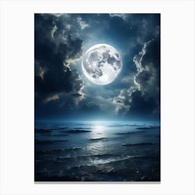 Full Moon Over The Ocean Canvas Print