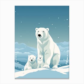 Winter Hugs; Oil Brushed Polar Bear Family Canvas Print
