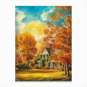 Autumn House Painting Canvas Print