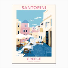 Santorini, Greece, Flat Pastels Tones Illustration 2 Poster Canvas Print