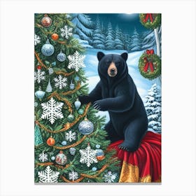 William Morris Christmas Bear Canvas Print