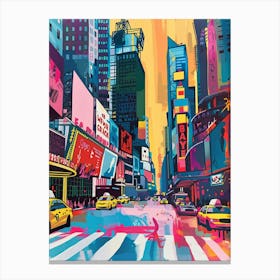 Broadway Theaters New York Colourful Silkscreen Illustration 2 Canvas Print