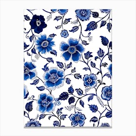 Blue And White Floral Pattern 19 Canvas Print