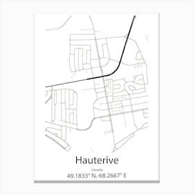 Hauterive,Canada Minimalist Map Canvas Print