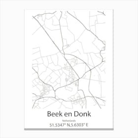 Beek,Netherlands Minimalist Map Canvas Print