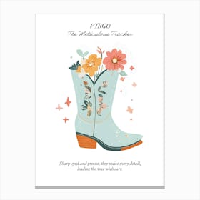 Virgo Cowboy Boots Zodiac Preppy Western Cowgirl Canvas Print