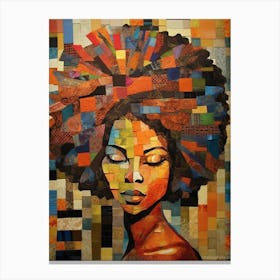 Afro Patchwork Portrait 3 Canvas Print