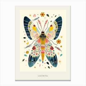 Colourful Insect Illustration Lacewing 1 Poster Canvas Print