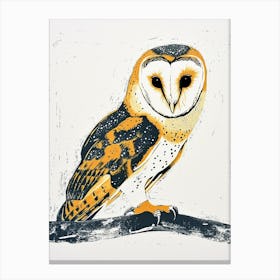 Barn Owl Linocut Blockprint 2 Canvas Print