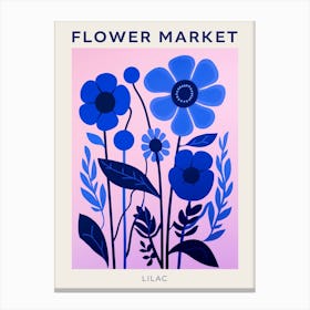 Blue Flower Market Poster Lilac 2 Canvas Print