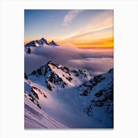 Cervinia, Italy Sunrise 2 Skiing Poster Canvas Print