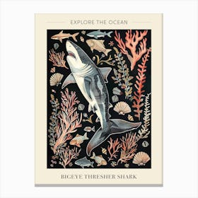 Bigeye Thresher Shark Black Seascape Poster Canvas Print