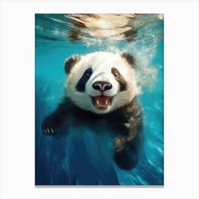 Cute Baby Panda Bear Underwater Canvas Print