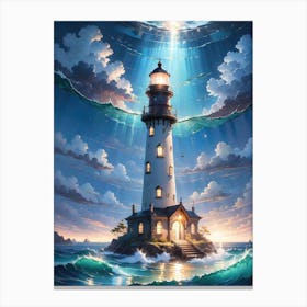 A Lighthouse In The Middle Of The Ocean 60 Canvas Print