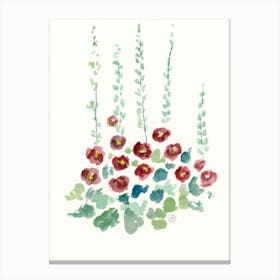 Mallows - minimalism impressionism floral watercolor flowers hand painted vertical Canvas Print