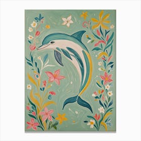 Dolphin And Flowers Canvas Print