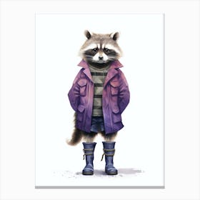 Raccoon Wearing Boots Illustration 4 Canvas Print