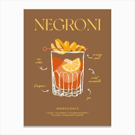 Recipe Cocktail Negroni Canvas Print