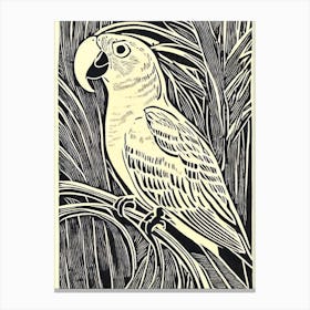 Parrot Linocut Bird Canvas Print