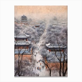 Winter City Park Painting Jingshan Park Beijing China 1 Canvas Print