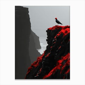 Red Bird On Cliff Canvas Print