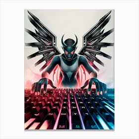 Demon On Keyboard Canvas Print