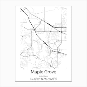 Maple Grove,United States Minimalist Map Canvas Print