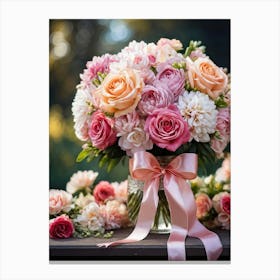 Bouquet Full Of Romantic Spring Florals Dominated By Vibrant Blossoms Nestled In Lush Greenery Pe (1) 2 Canvas Print