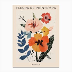 Spring Floral French Poster  Hibiscus 1 Canvas Print