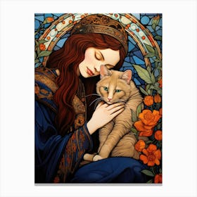 Woman and a cat Canvas Print
