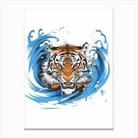 Tiger In The Water 4 Canvas Print